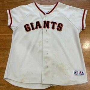 Majestic San Francisco Giants Baseball Jersey Cream Orange Kids Youth Size M